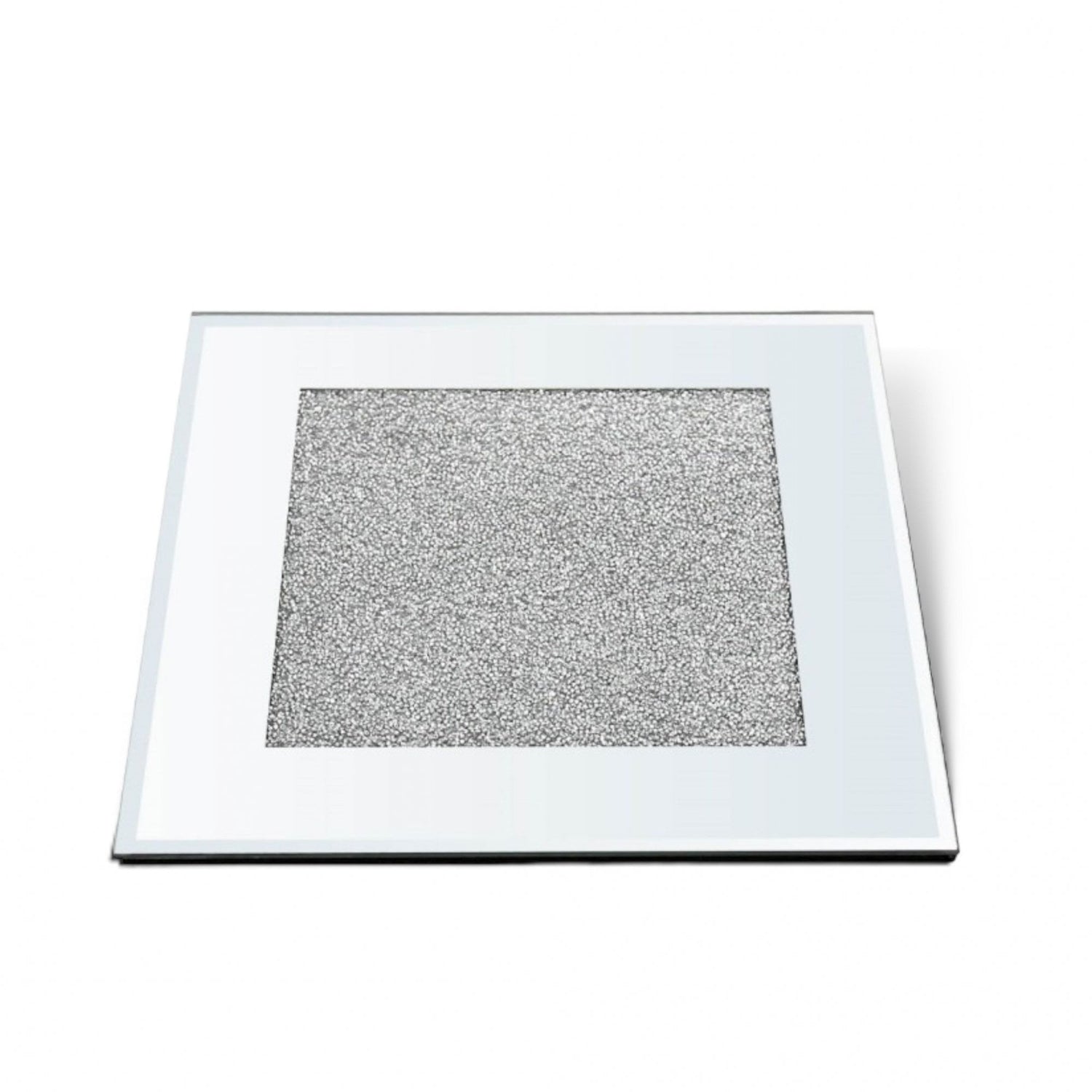 Crushed Ice Coasters Silver, capturing measurements of coasters: 10cm x 10 cm