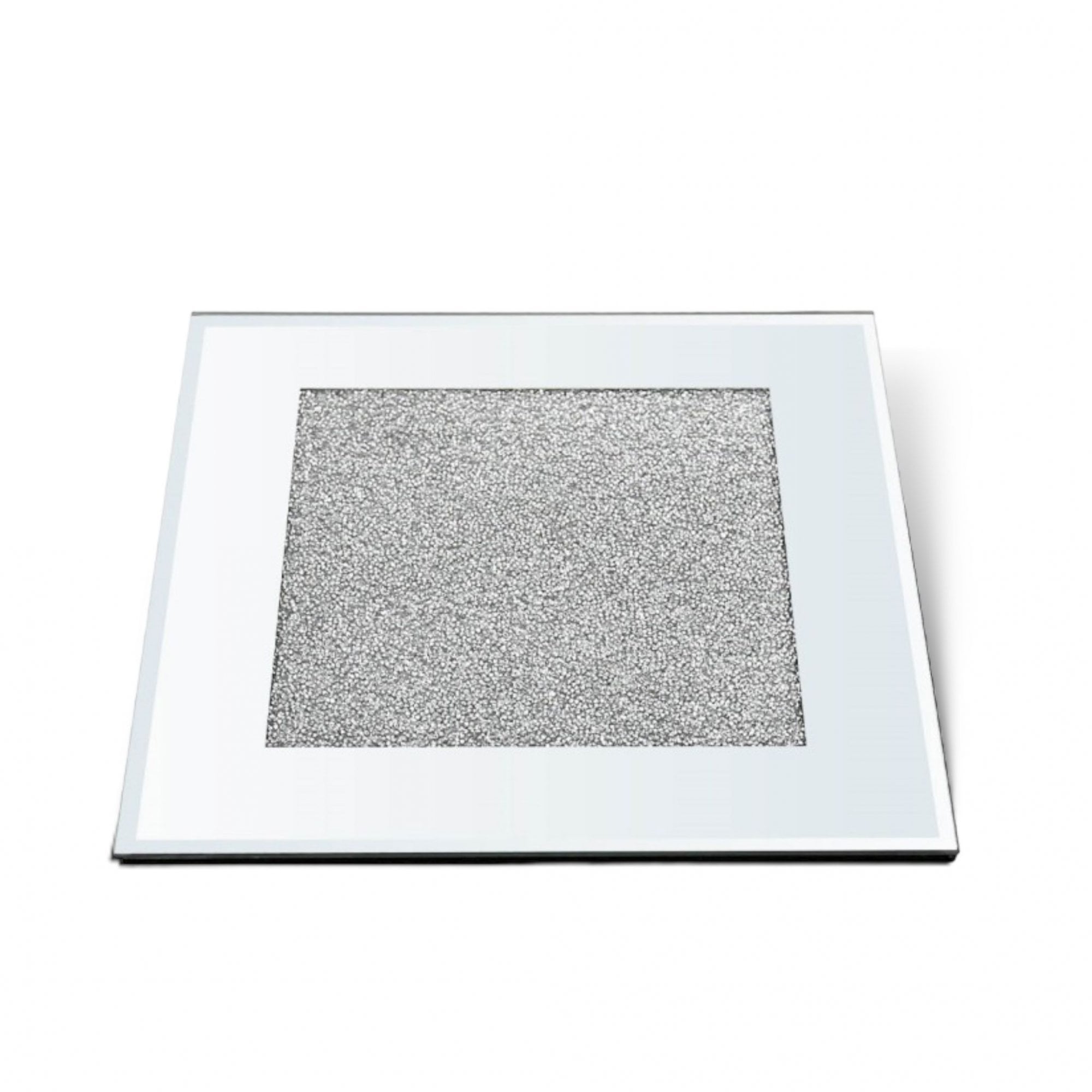 Crushed Ice Coasters Silver, capturing measurements of coasters: 10cm x 10 cm