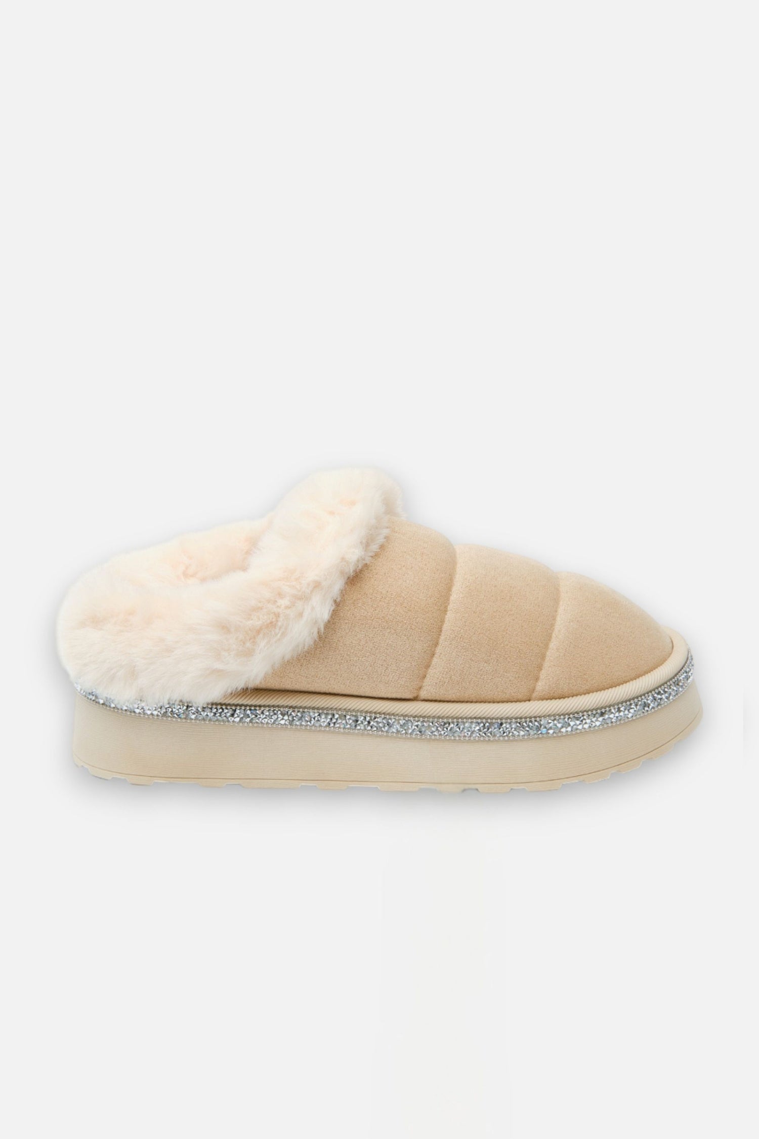 Crystal Trim Soft Touch Slippers Nude, capturing embellished Crystal Trim