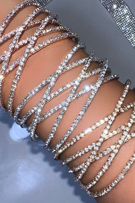 Kriss Kross Crystal Open Bangles featuring crystal Embellished