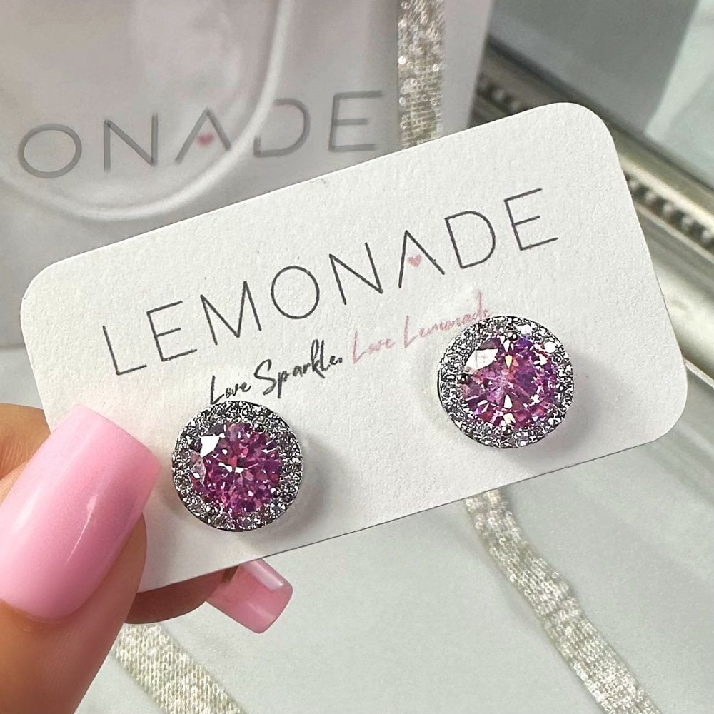 Crystal Princess Earrings Pink, shown from another angle