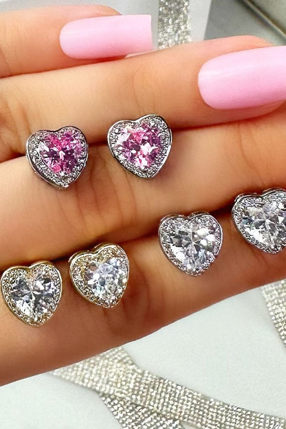 Crystal Hearts Desire Stud Earrings, bringing attention to heart Design