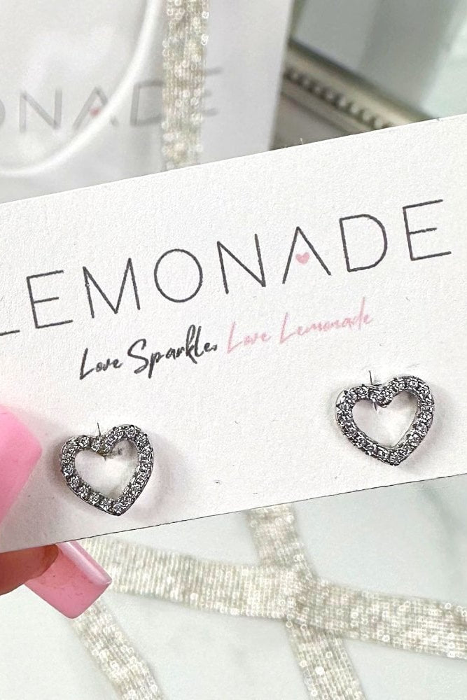 Crystal Delight Heart Stud Earrings 925 Sterling Silver, bringing attention to crystal Embellishment
