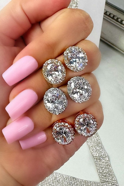 Crystal Oblique Earring Studs designed with oblong Crystal Studs