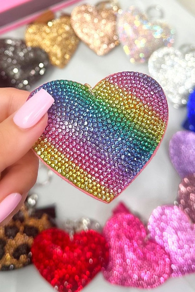 Crystal Padded Heart Keyring featuring crystal Embellished