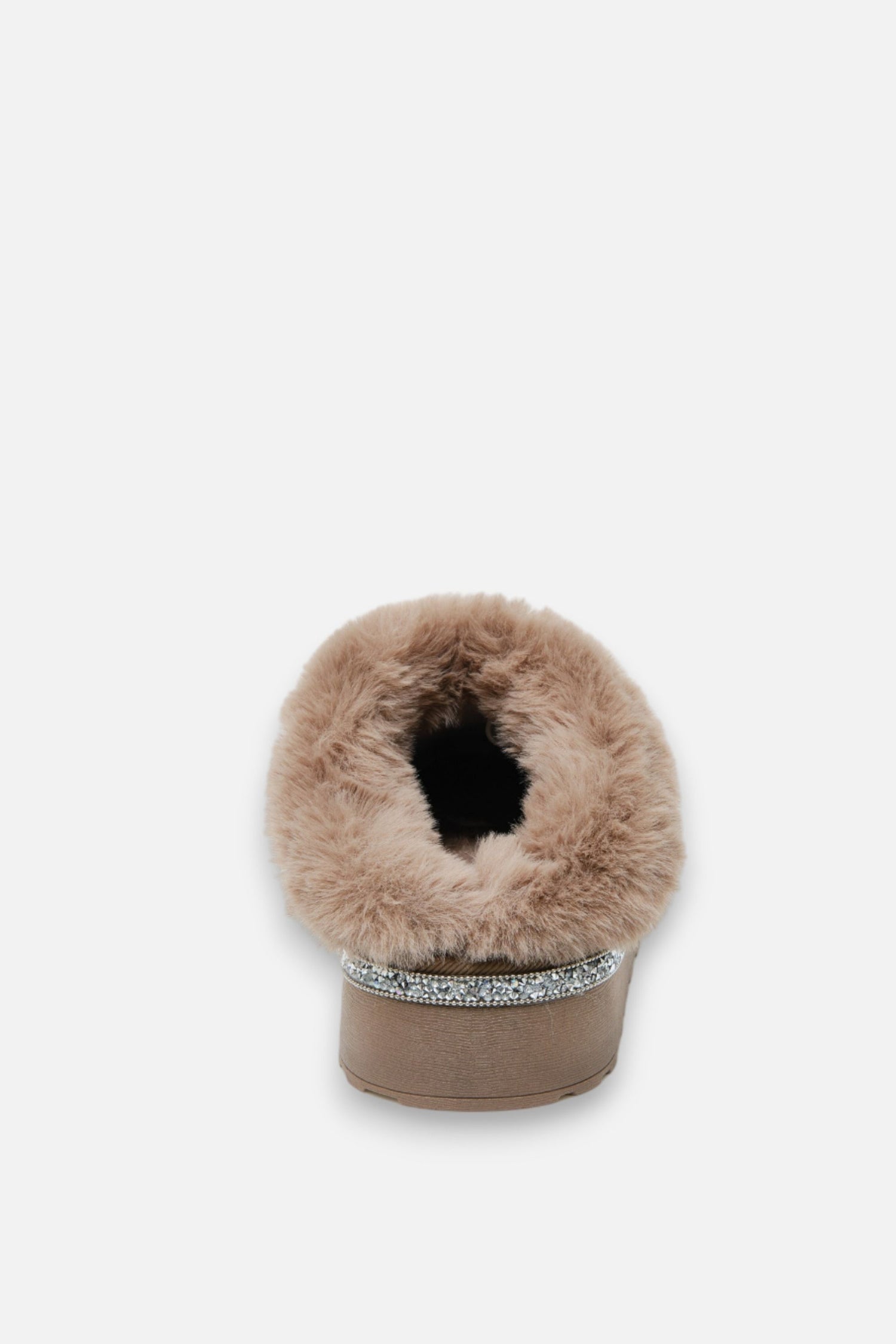 Crystal Trim Soft Touch Slippers Brown, featuring quilted faux suede