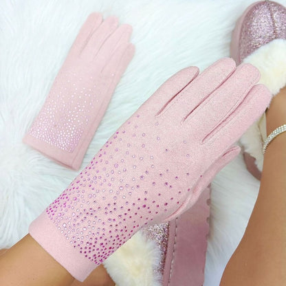Frosted Pink &amp; Winter White Limited Edition Ear Muffs, Sparkly Tote Bag &amp; Shine Gloves Bundle, featuring lemonade Sparkly Crystal Fluffy Faux Fur Ear Muffs White