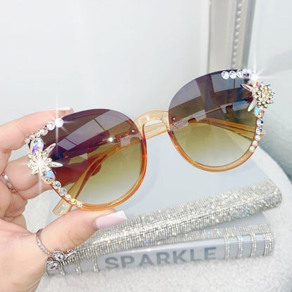 Crystal Sparkle Sunglasses Tan