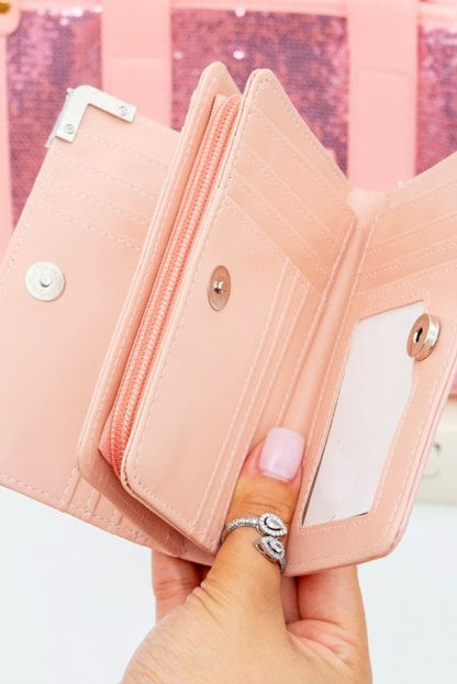 Sparkly Tote Bag Purse Pink, capturing zip detail