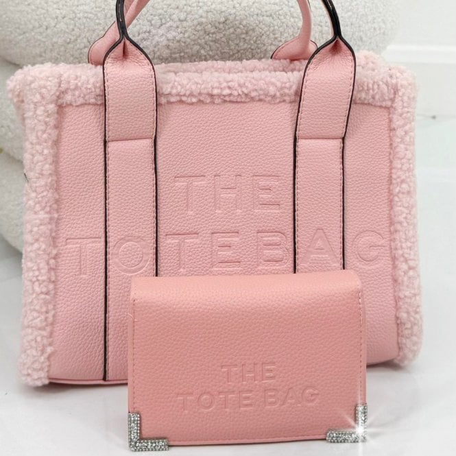 Sparkly Tote Bag Purse Pink, featuring button Details