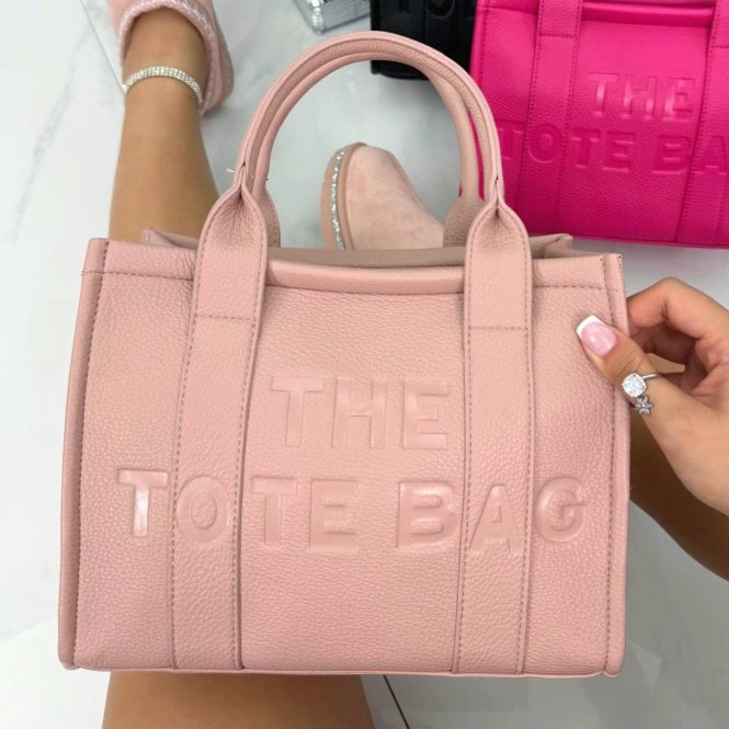 Faux Leather Medium Tote Bag Baby Pink, highlighting medium Tote (Spacious interior ideal for everyday essentials)