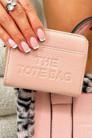 Zip Up Tote Bag Purse Pink designed with faux Leather