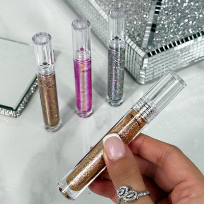Sparkle Lip Gloss Set of 4, featuring angel Blush - A blush tone with a luminous, light-reflecting finish