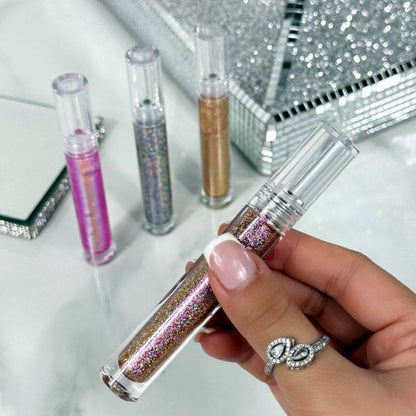 Sparkle Lip Gloss Set of 4, featuring disco Silver - A silver sparkly gloss with a cool, high-shine finish