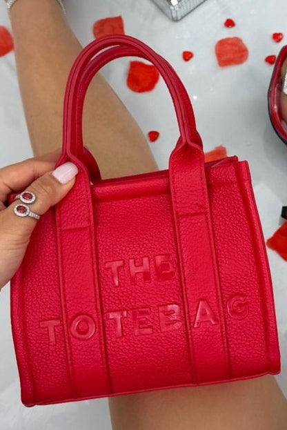 Faux Leather Mini Tote Bag Red featuring small Tote (perfect for daily essentials)