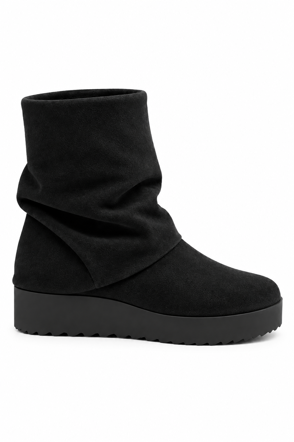 Vienna Comfort Faux Suede Foldover Mid-Calf Boots Black
