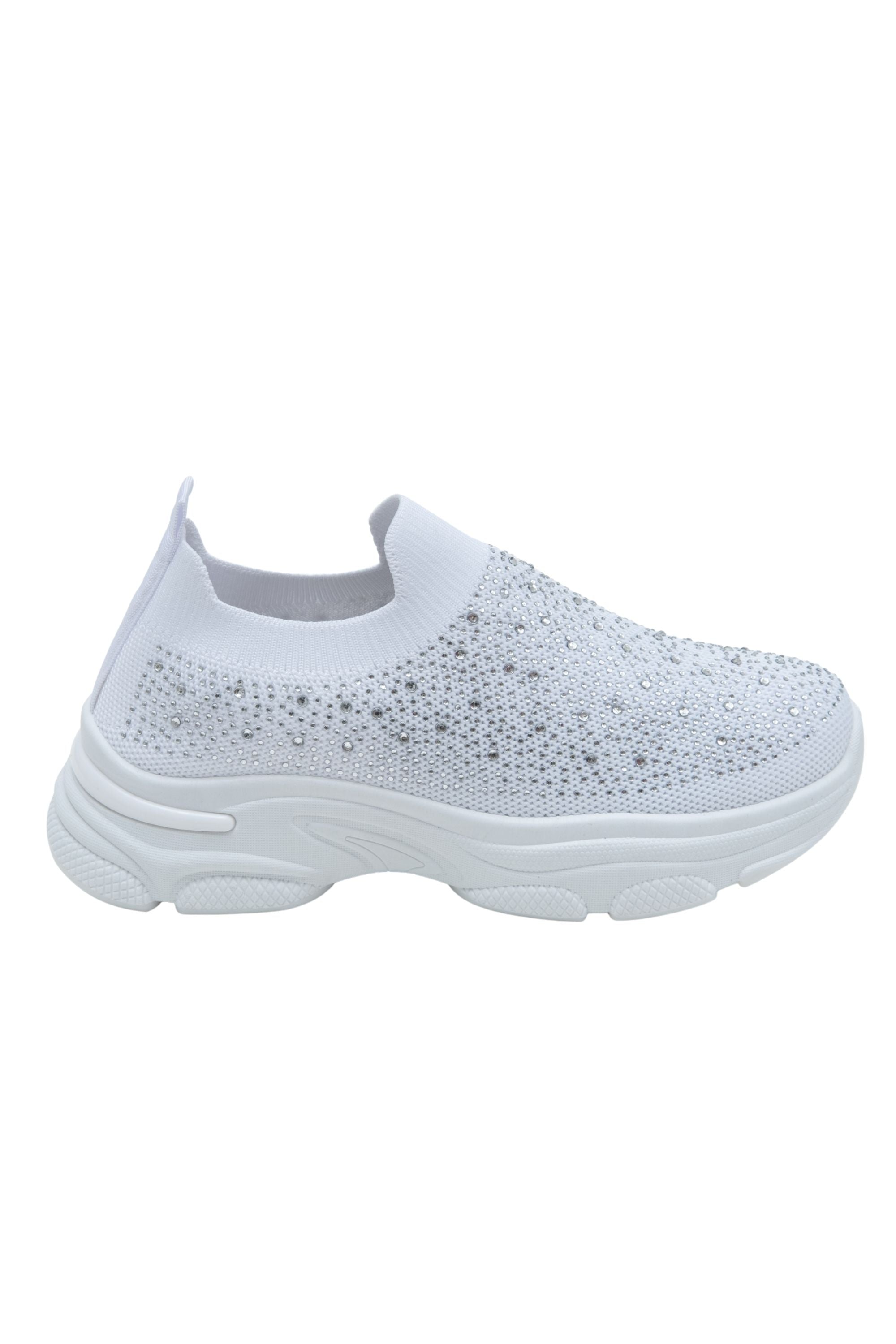 Crystal Comfort Sporty Sock Stretch Trainers White, focused on sock trainer style for comfort
