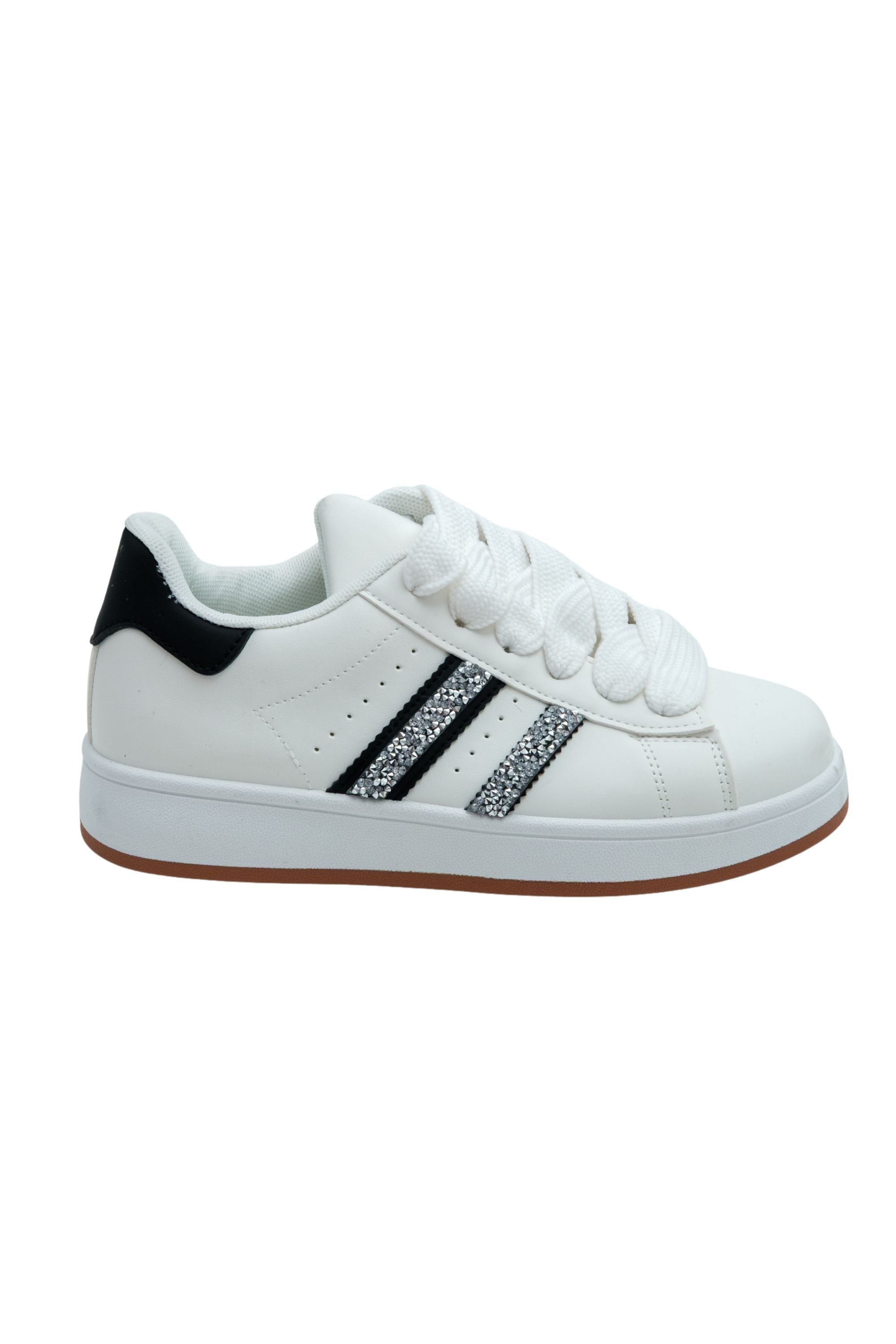 Crystal Stripe Trainers Limited Edition White, bringing attention to chunky laces for a bold, statement look