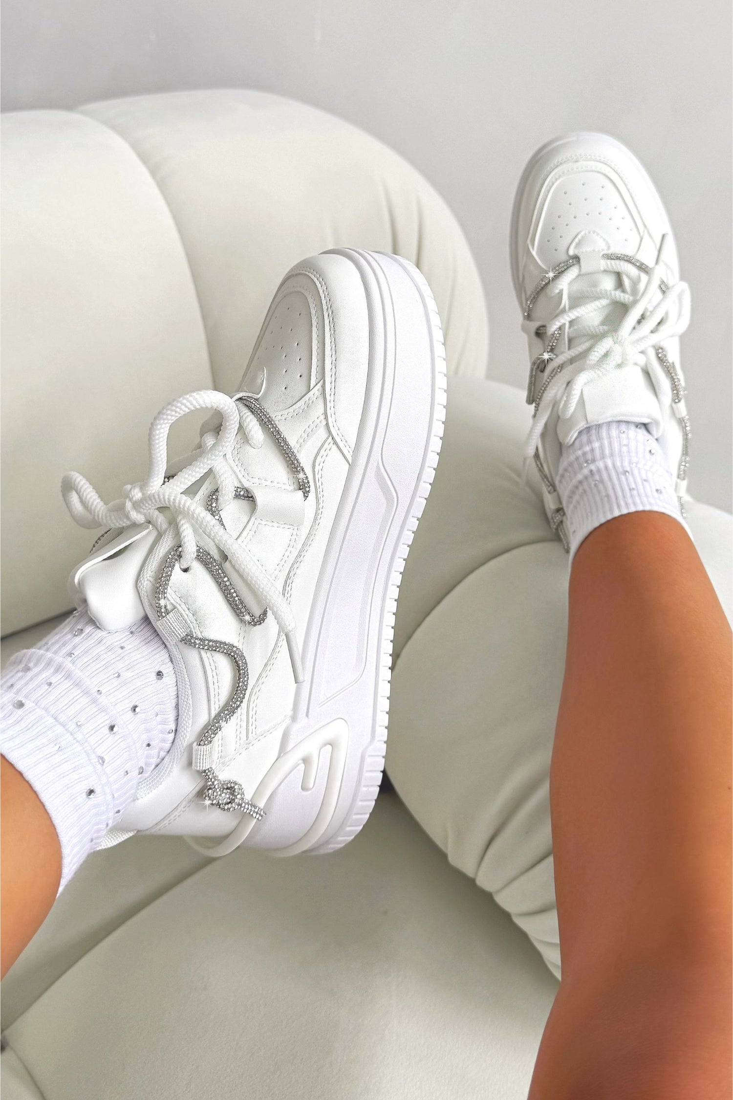 Crystal Spark Trainers White featuring chunky sole with layered panel detailing