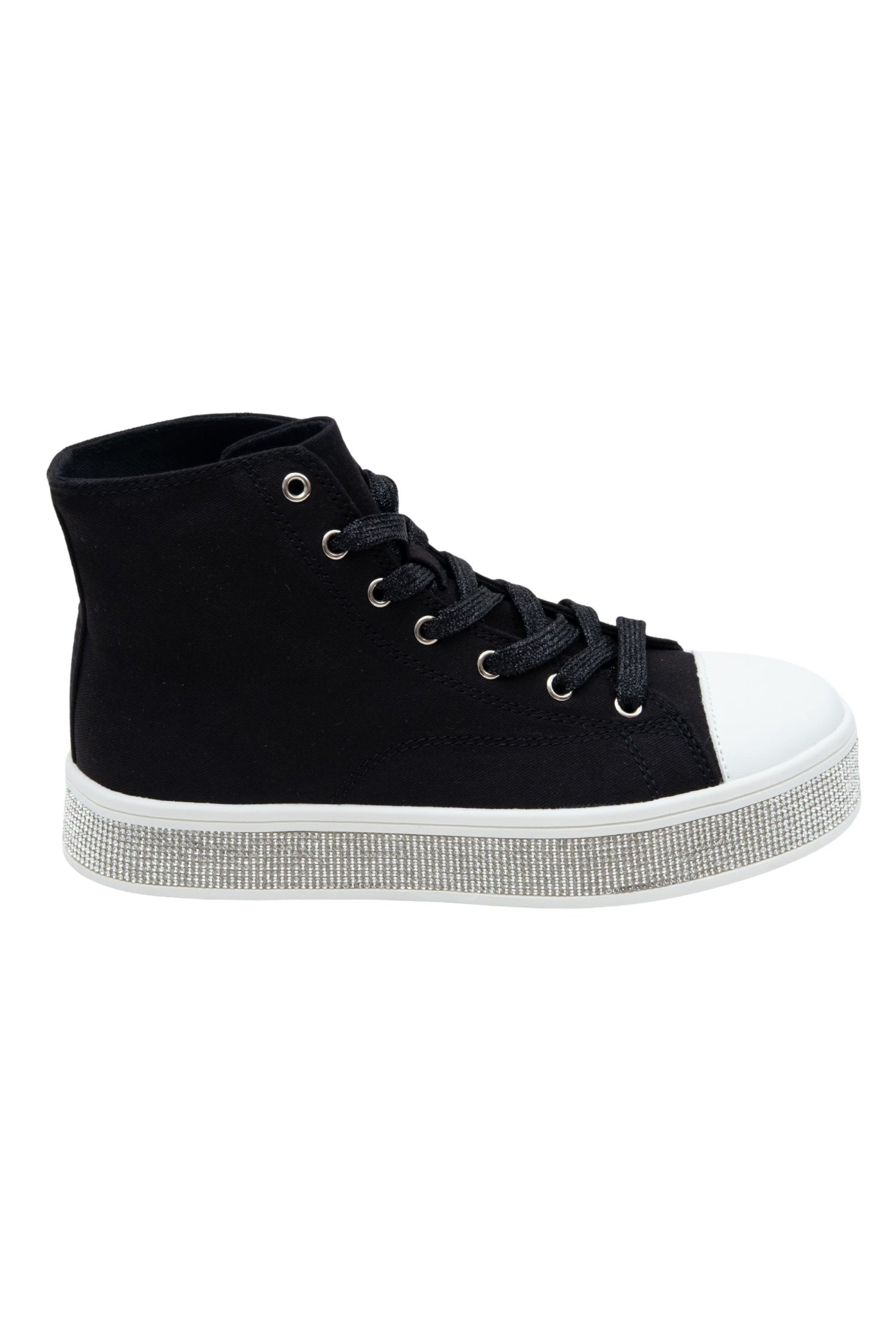 Crystal Canvas High Top Trainers Black, shown from another angle