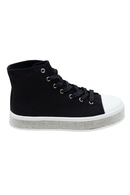 Crystal Canvas High Top Trainers Black, shown from another angle
