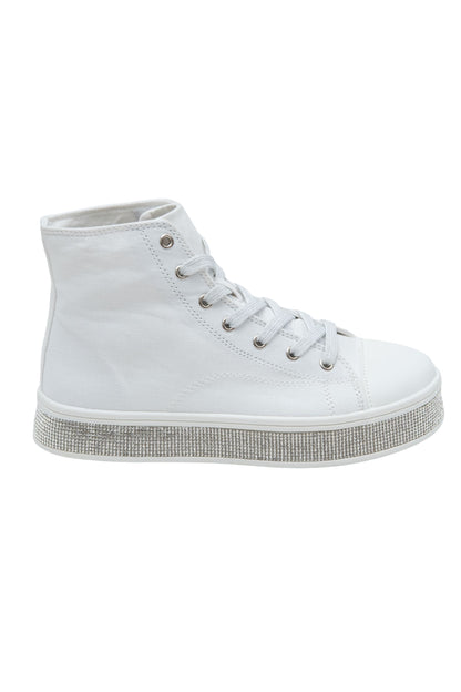 Crystal Canvas High Top Trainers White, shown from another angle