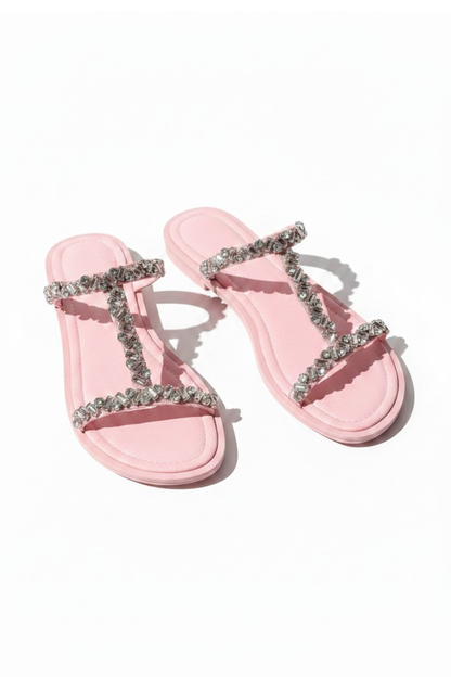 Crystal Enchanted Daydream T-Bar Sandals Pink