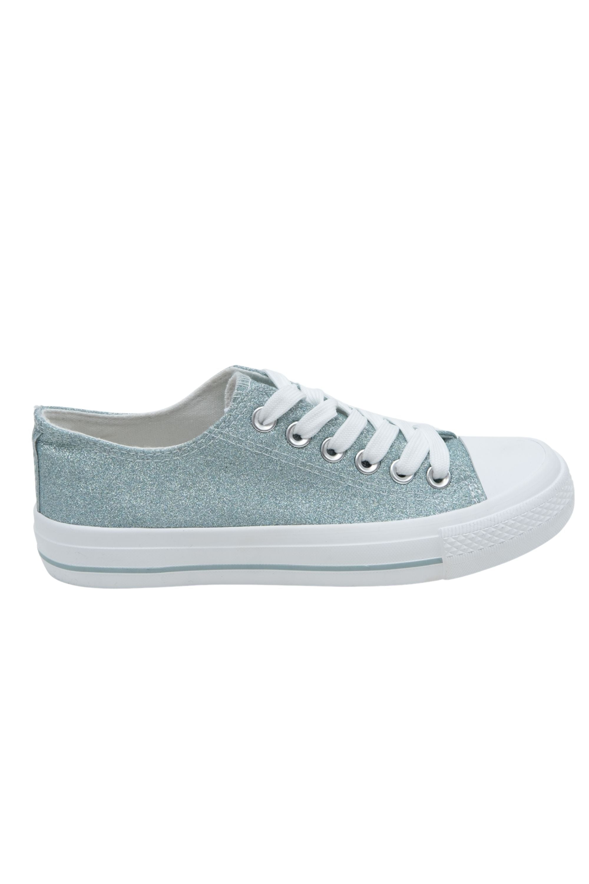 Sparkly Glitter Canvas Trainers Blue, highlighting glittery canvas upper
