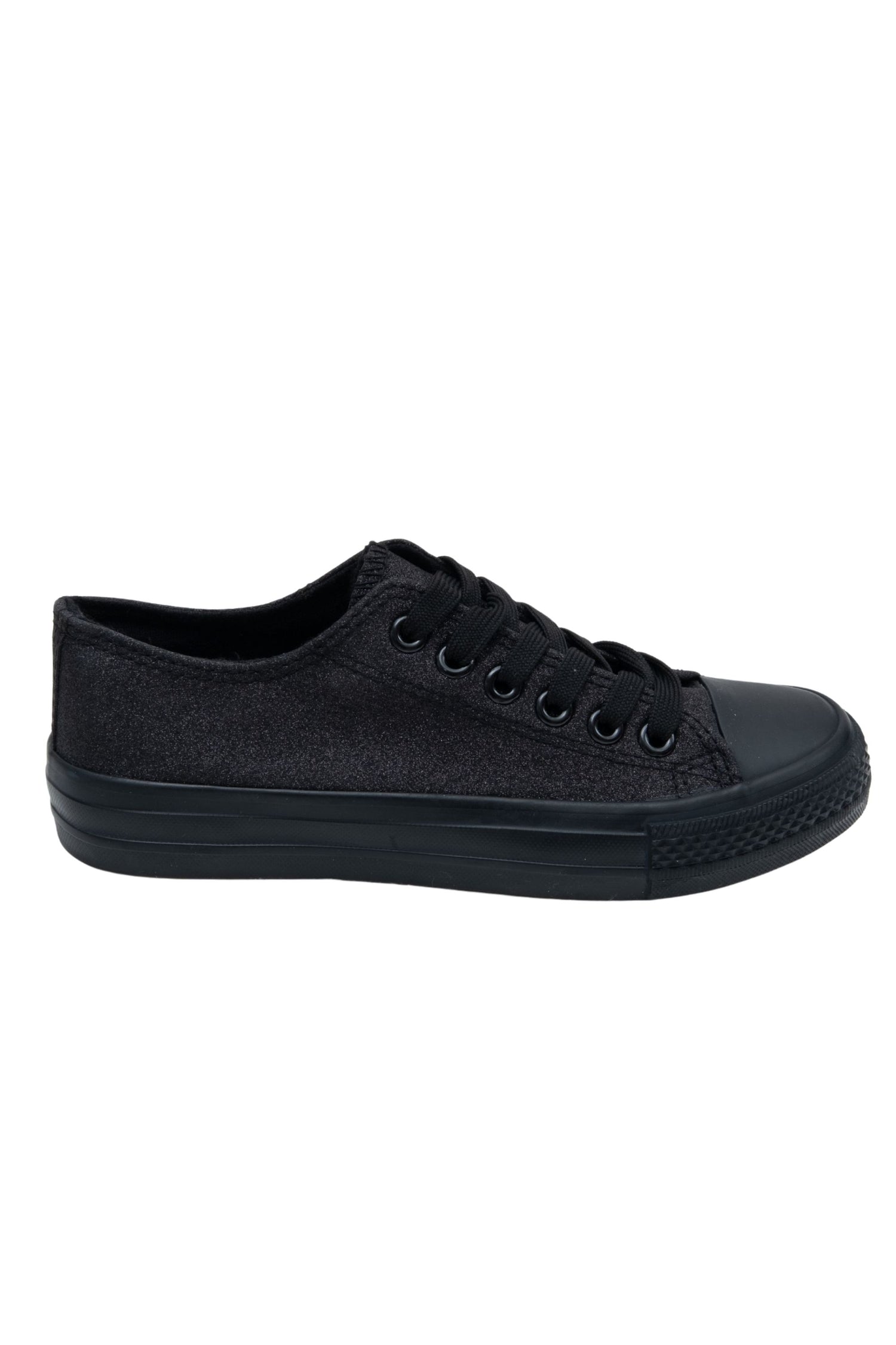 Sparkly Glitter Canvas Trainers Black, with emphasis on glittery canvas upper