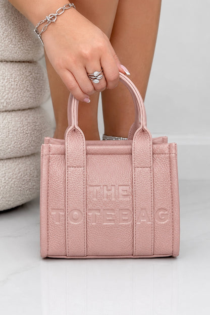 Faux Leather Mini Tote Bag Pink designed with small Tote (perfect for daily essentials)