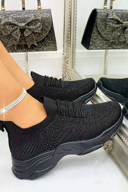Crystal Comfort Flexi Trainers Black
