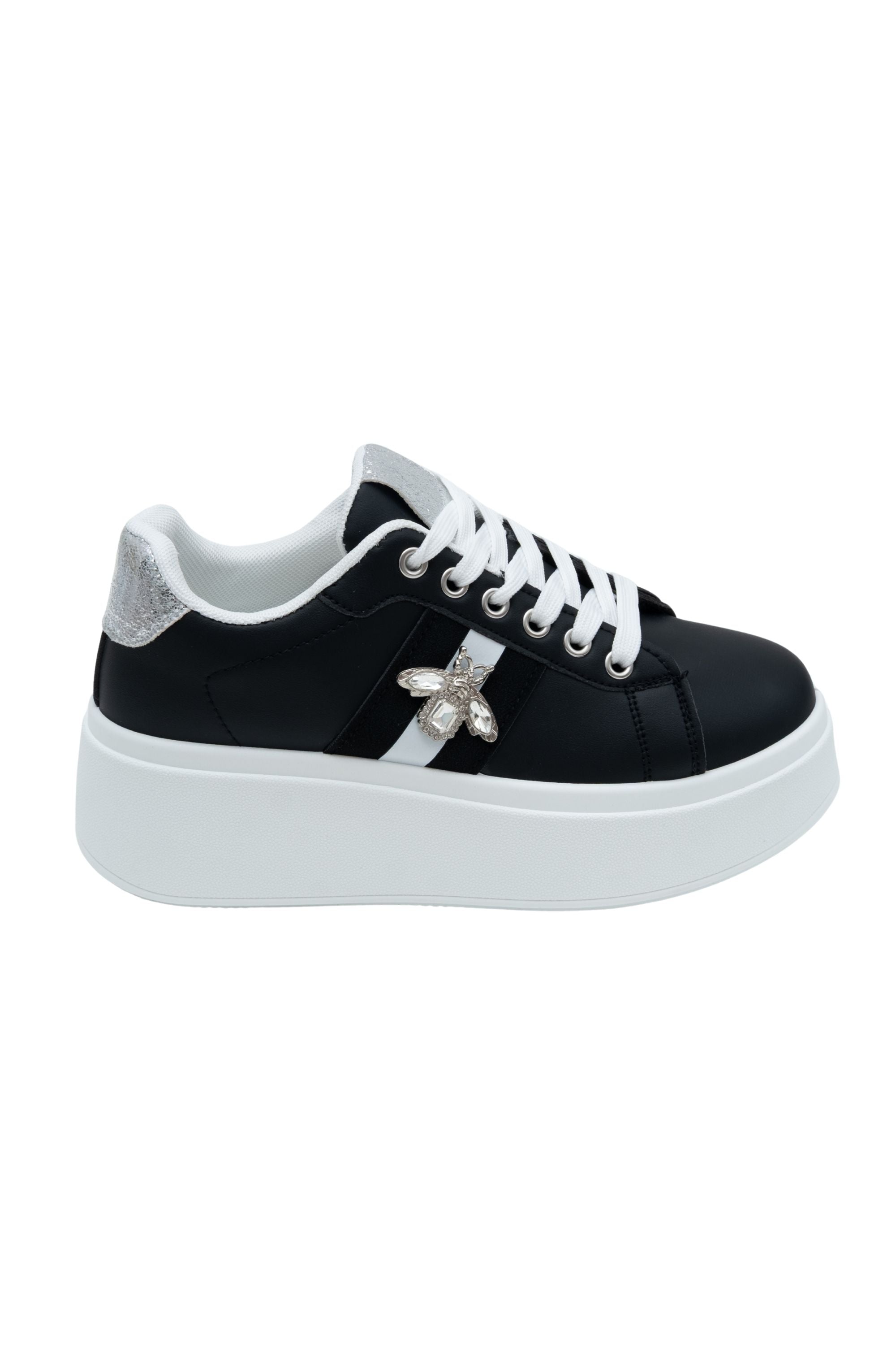 Crystal Deluxe Queen Bee Chunky Trainers Black, with a closer look at the design details