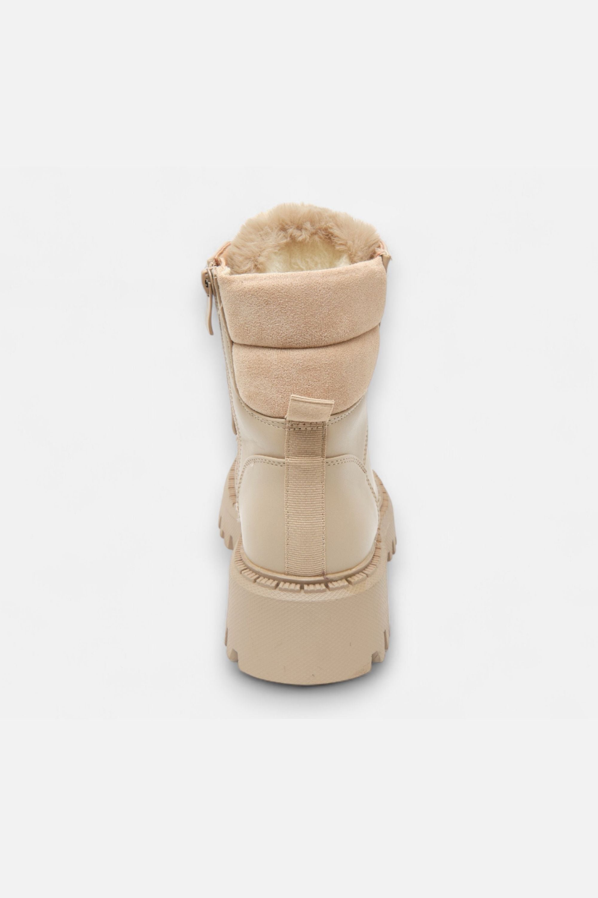 Fur Couture Ankle Boots Mocha, featuring faux leather &amp; faux suede combo