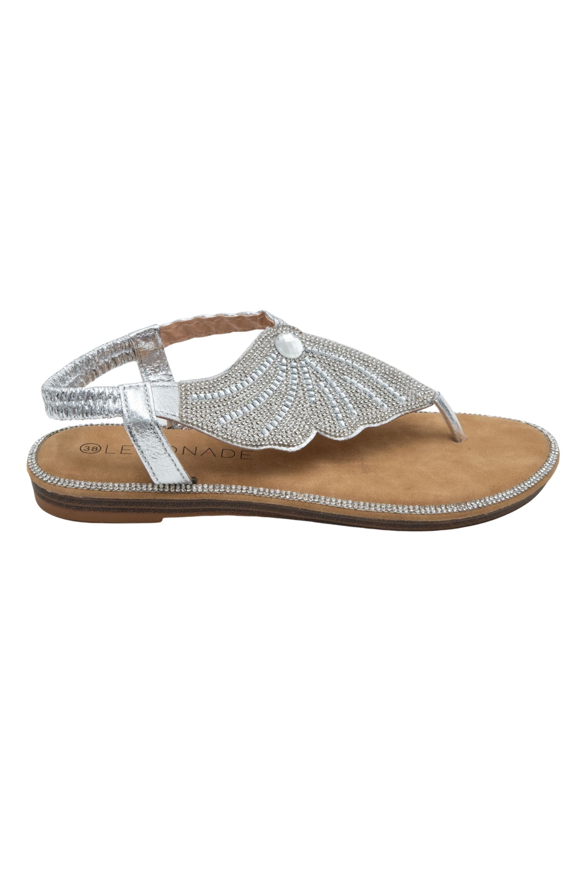 Crystal Couture Butterfly Sandals Silver, featuring embellished Butterfly design