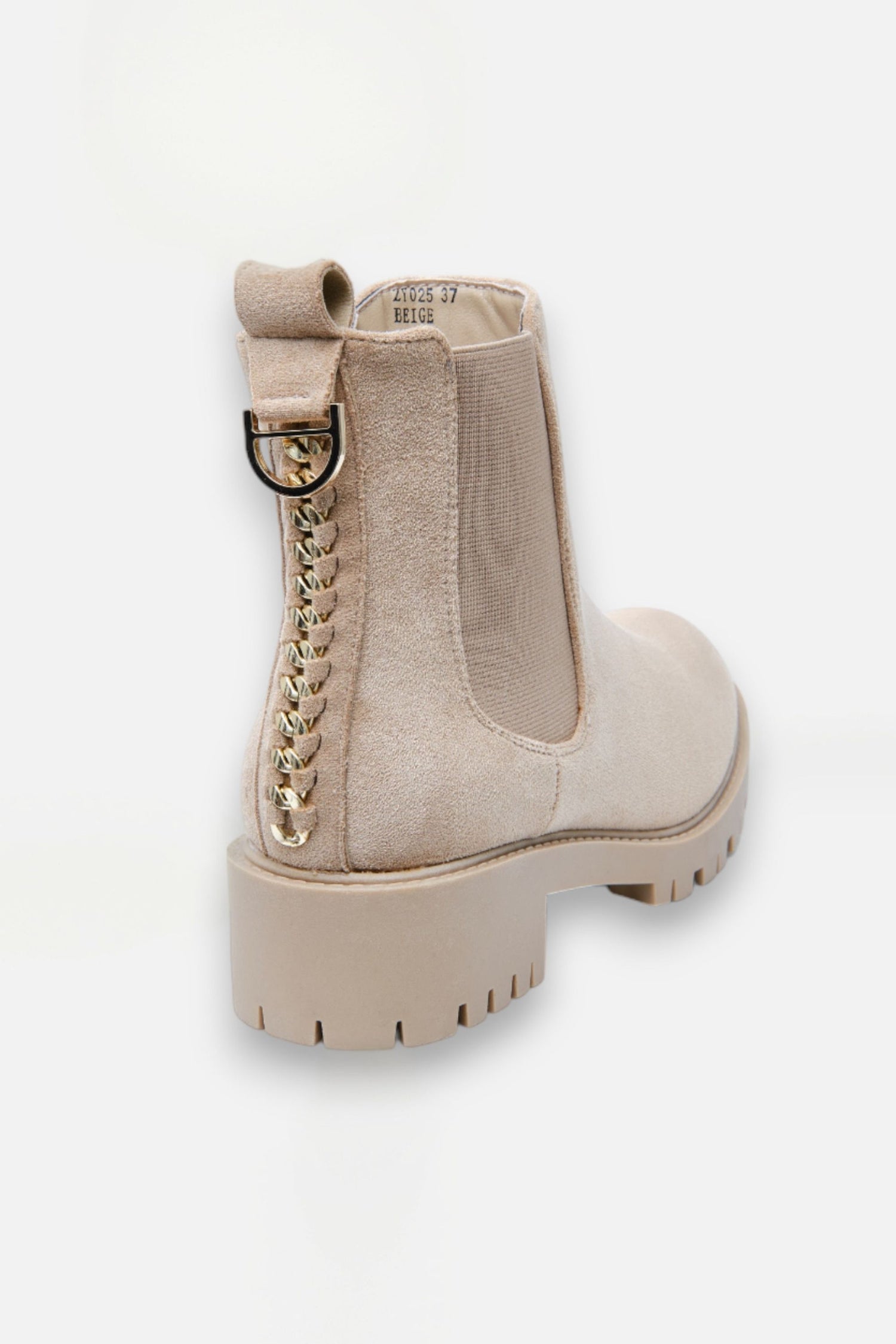 Sparkly Chainstorm Boots Nude, featuring faux suede upper with stretch side panels