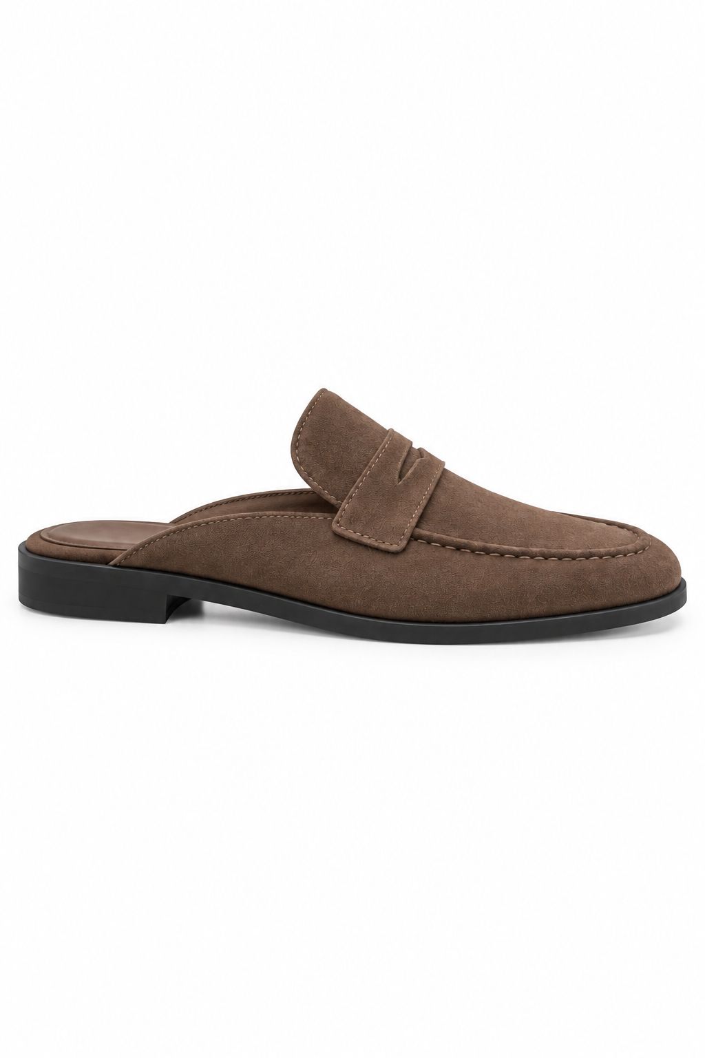 Margot Faux Suede Open Back Mule Loafers Coffee Brown