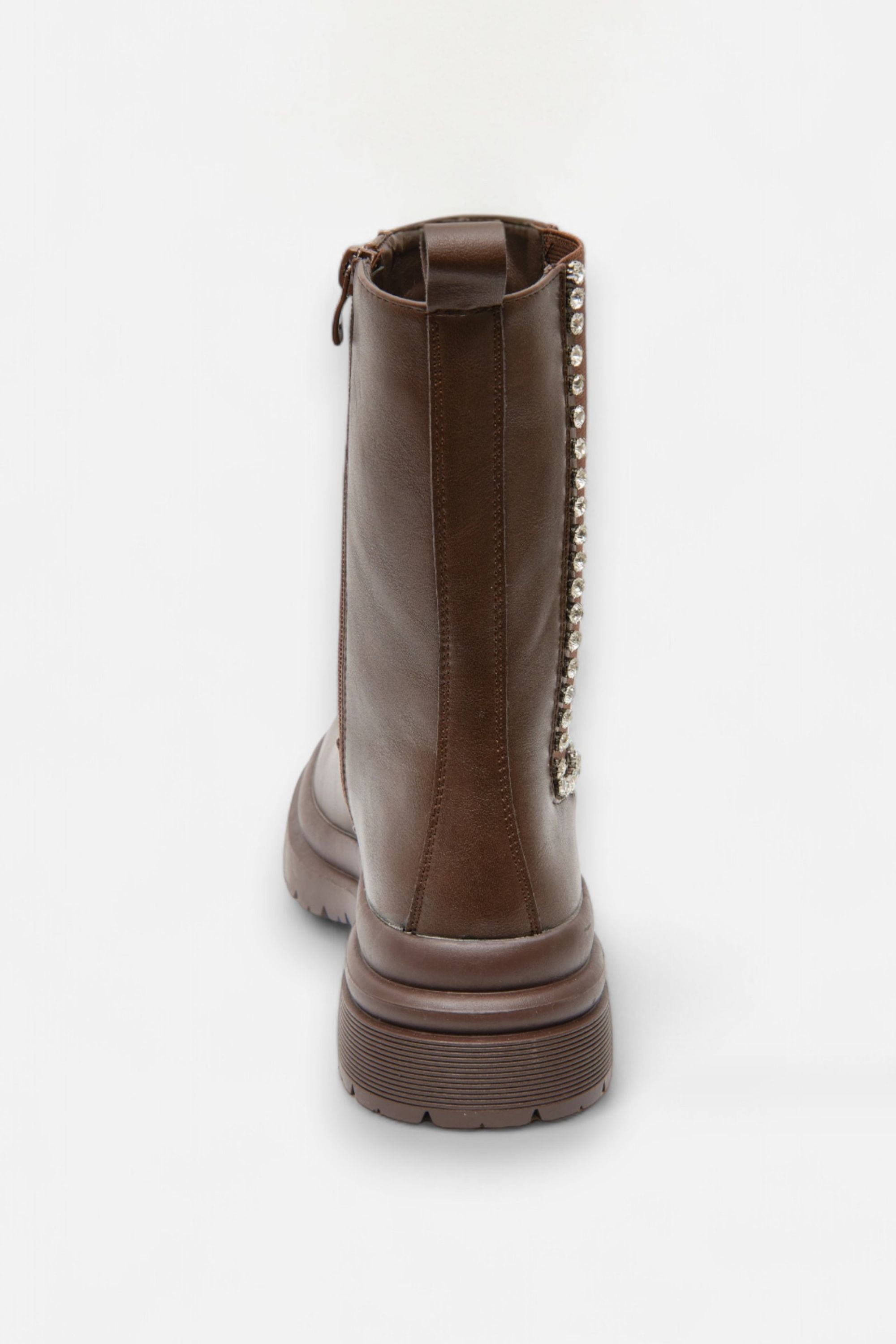 Crystal Drift Luxe Chelsea Boots Brown, featuring crystal-studded elastic panel trim
