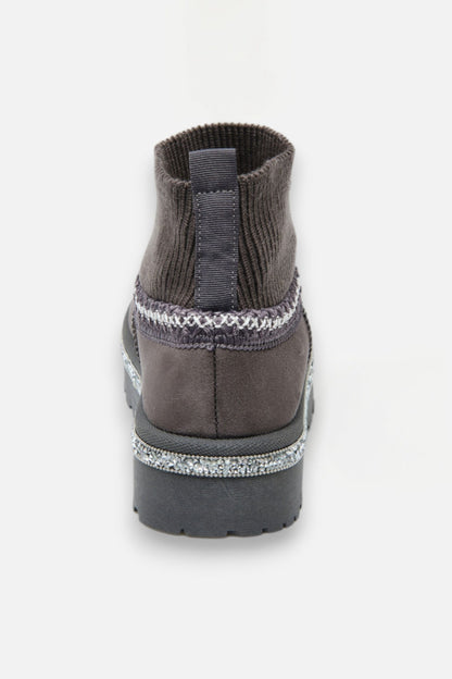 Sparkly Stretch Sock Warmer Mini Snugg Slipper Boots Grey, featuring perfectly giftable style for her