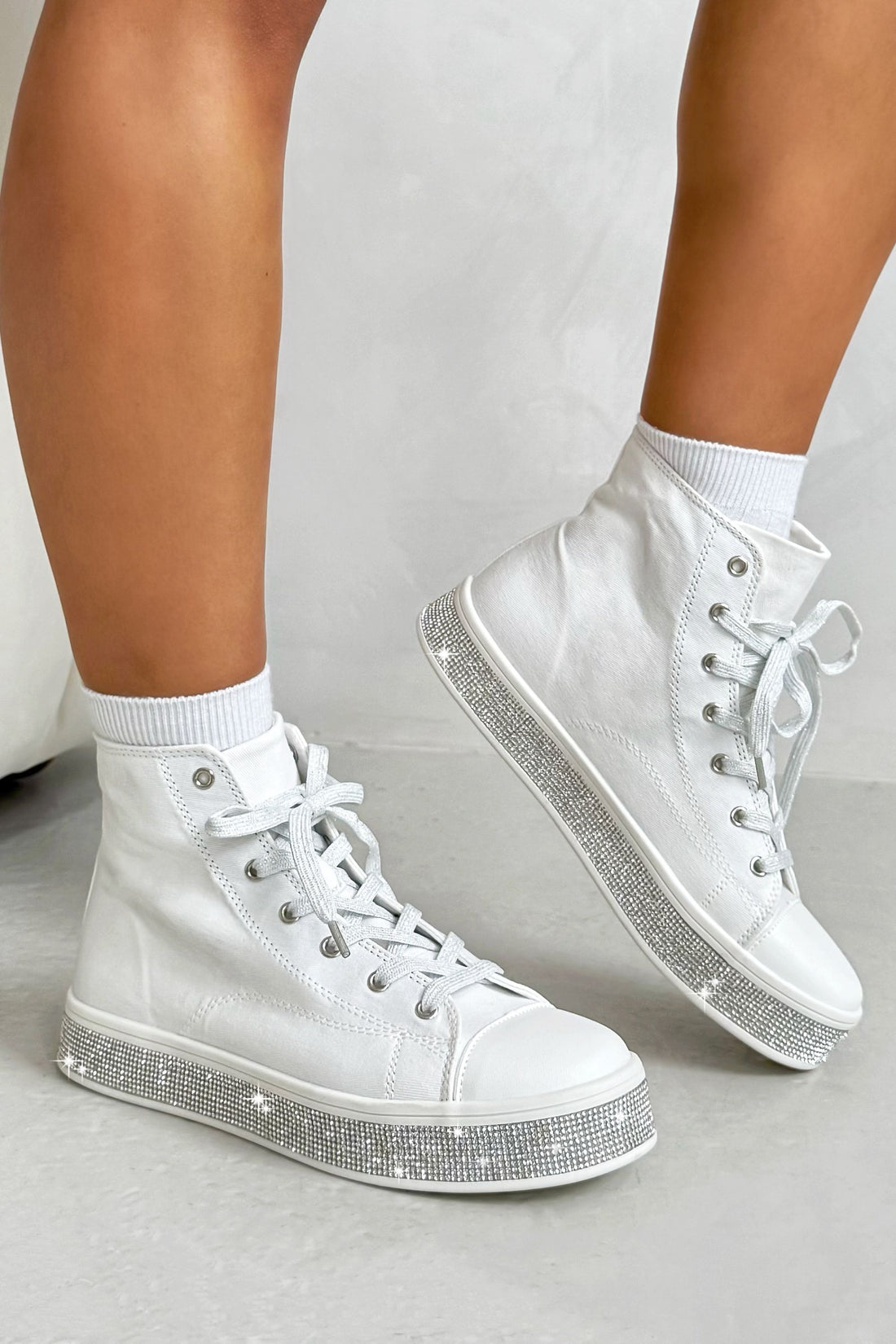 Crystal Canvas High Top Trainers White