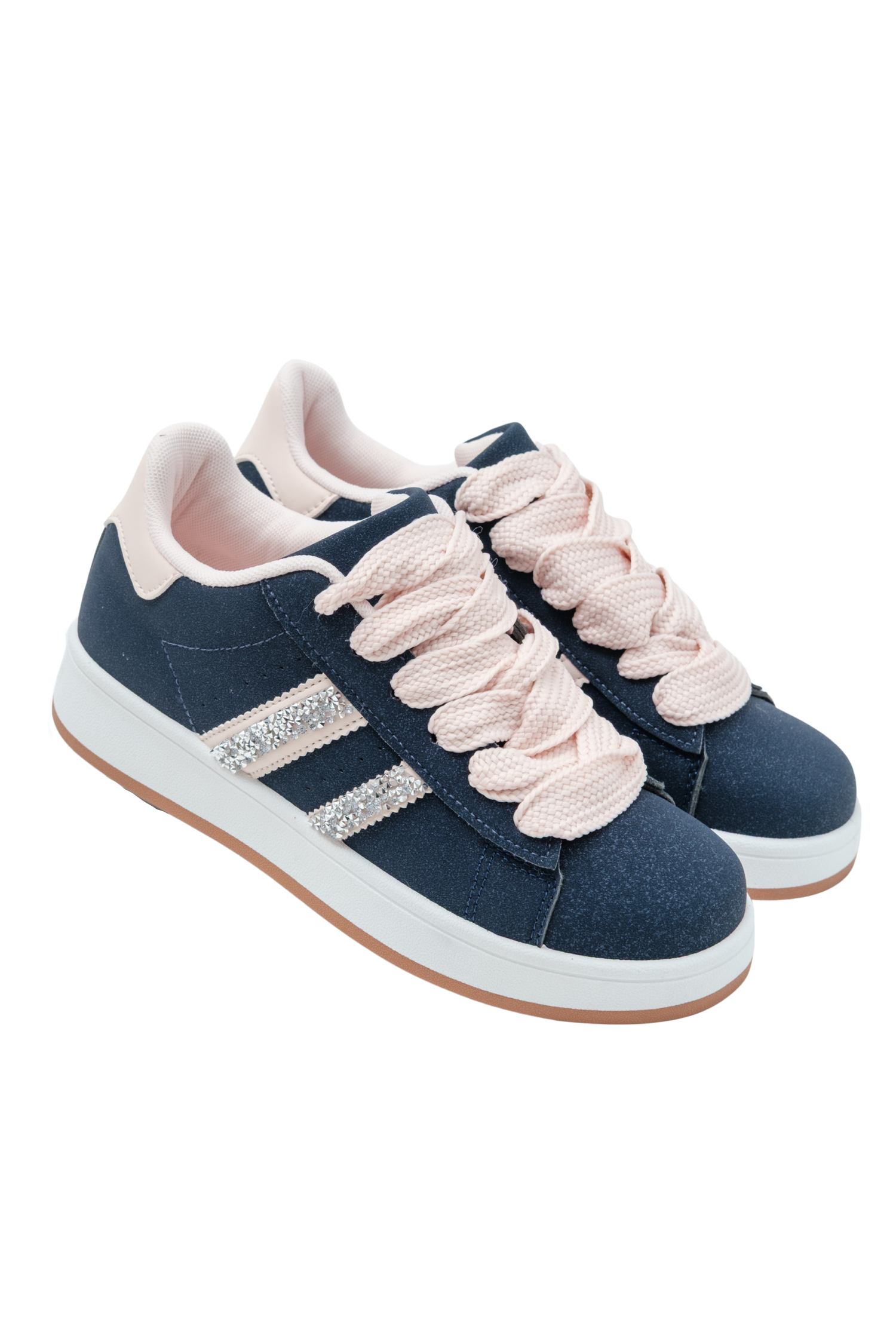 Crystal Stripe Trainers Limited Edition Navy, showing rubber sole for grip and durability