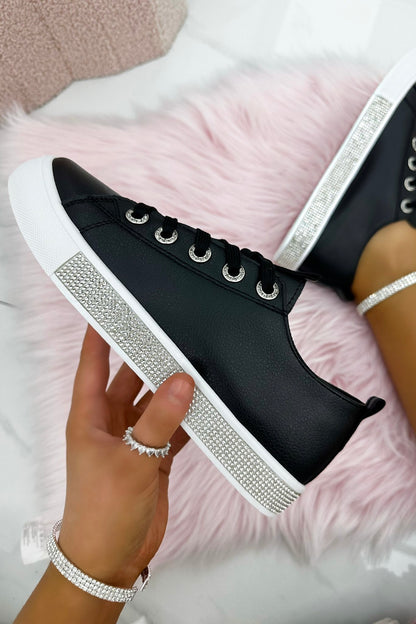 Crystal Deluxe Trim Trainers Black featuring available in UK 3 - EU 36 - US 5-8