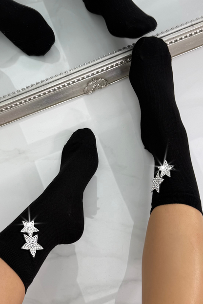 Sparkly Twinkle Star Socks Black