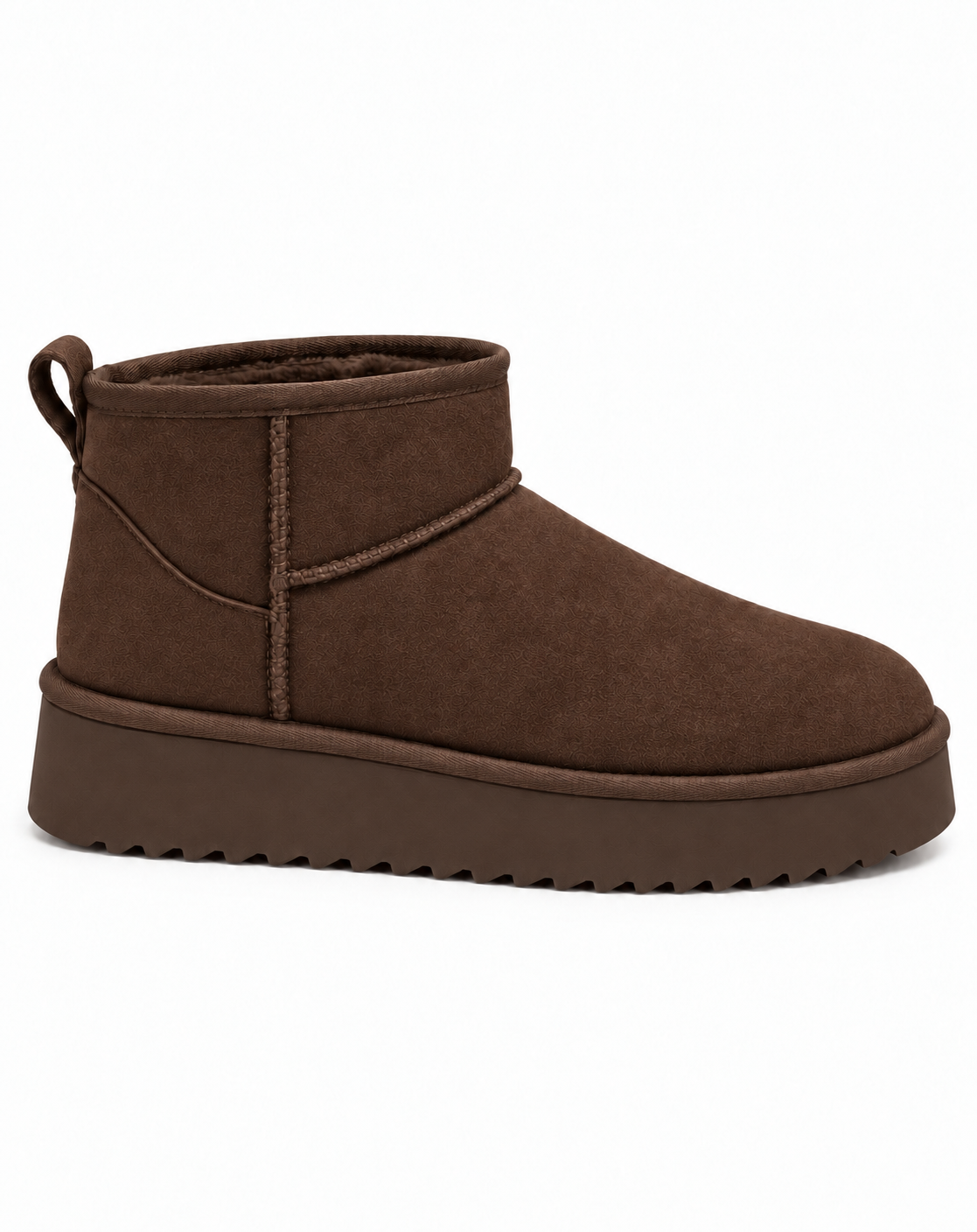 Alpine Comfort Faux Suede Fur Lined Ultra Mini Boots Brown