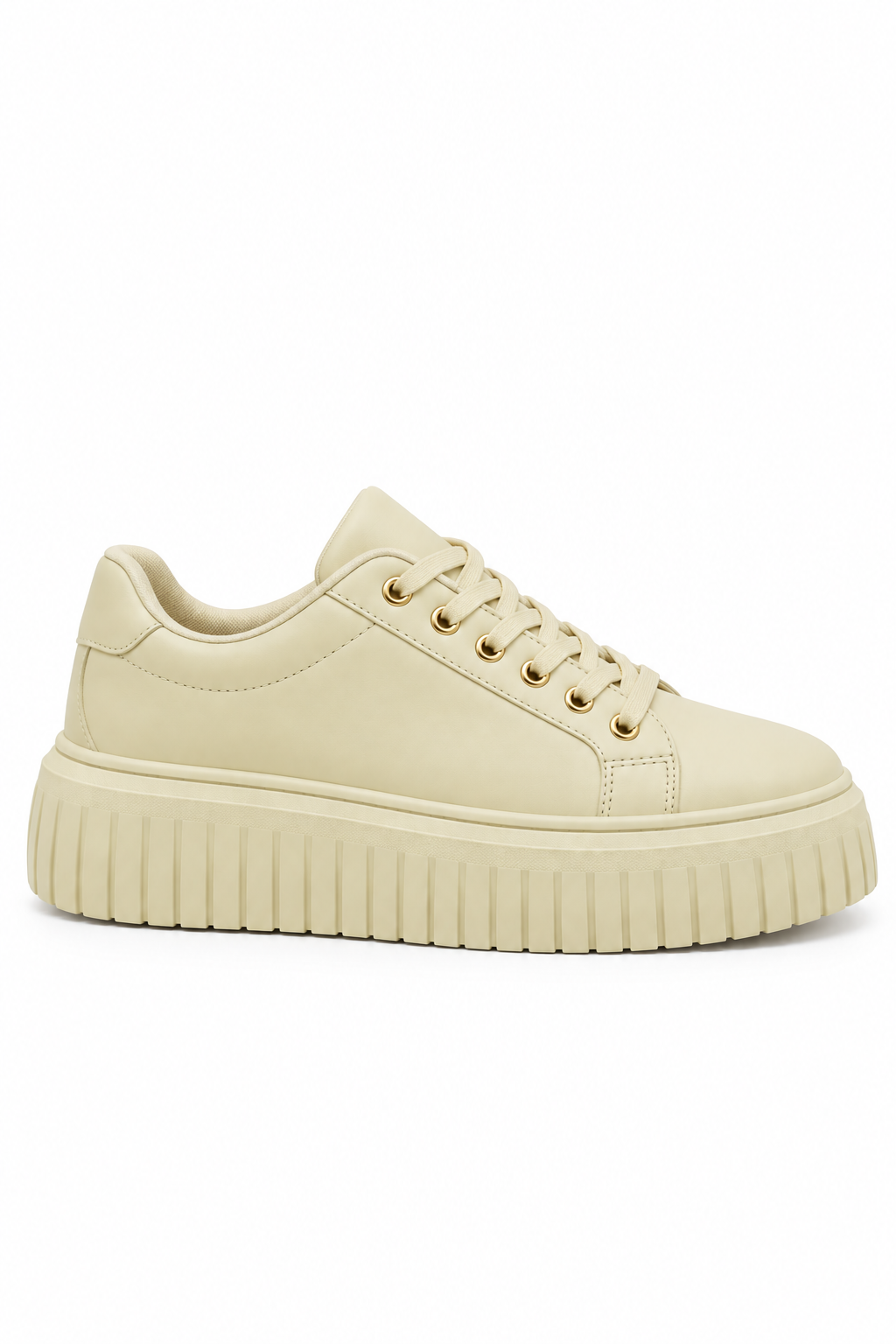 Aria Faux Leather Lace Up Chunky Platform Trainers Nude