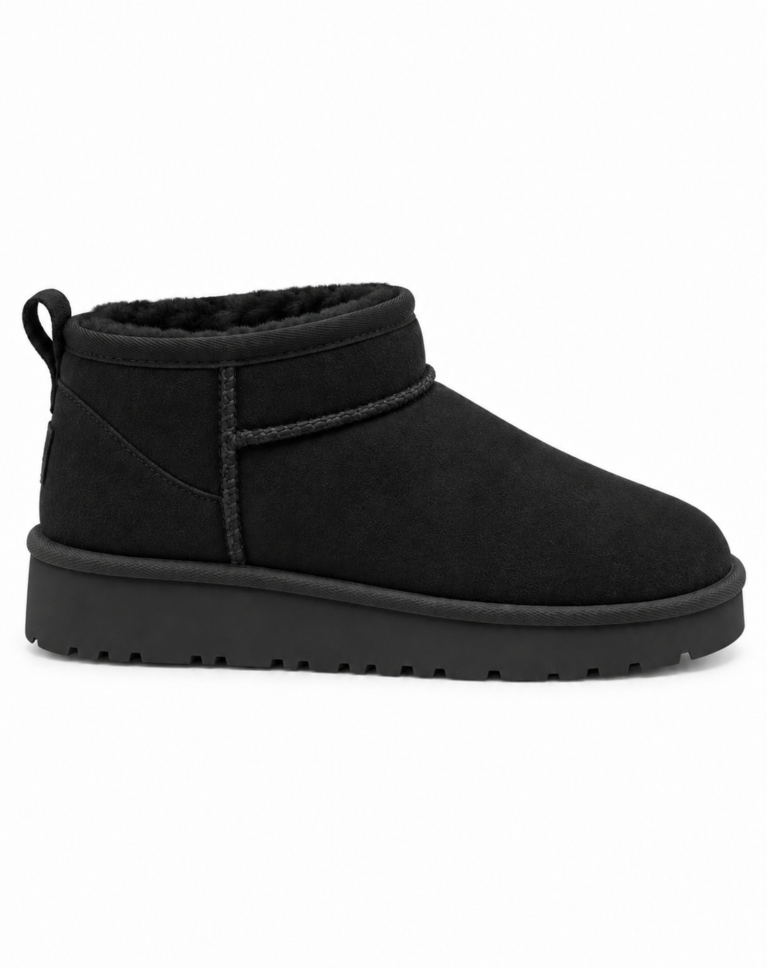 Aspen Comfort Faux Suede Fur Lined Snugg Micro Boots Black