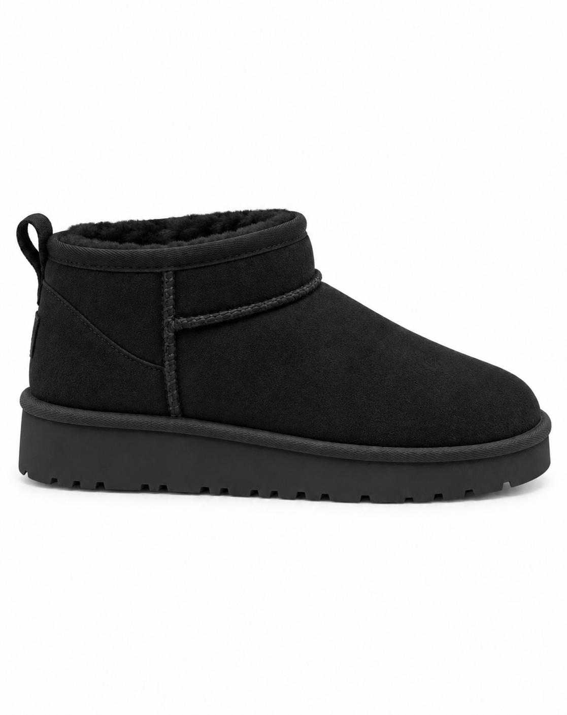 Aspen Comfort Faux Suede Fur Lined Snugg Micro Boots Black