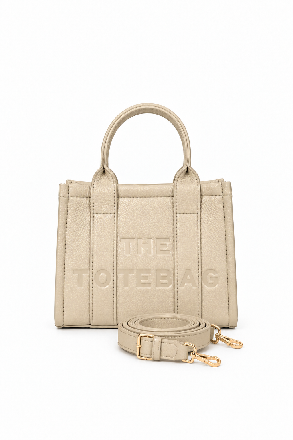 Faux Leather Mini Tote Bag Beige