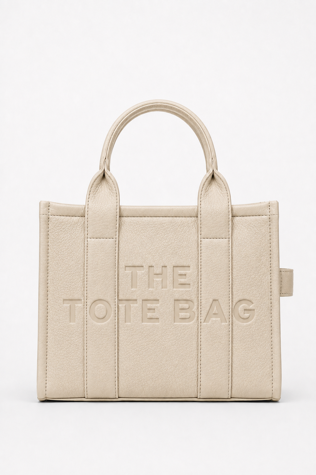 Faux Leather Medium Tote Bag Beige