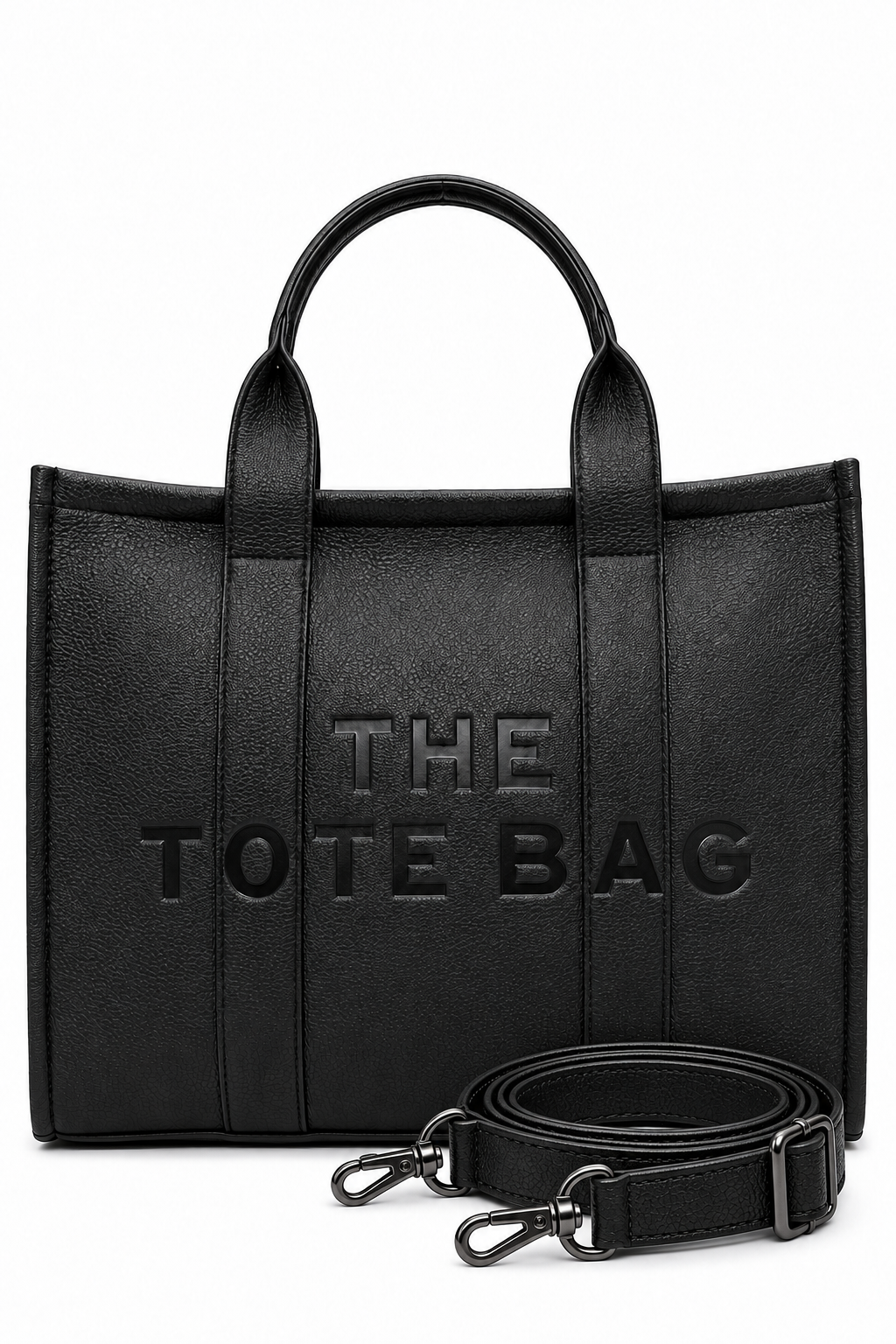 Faux Leather Large Tote Bag Black
