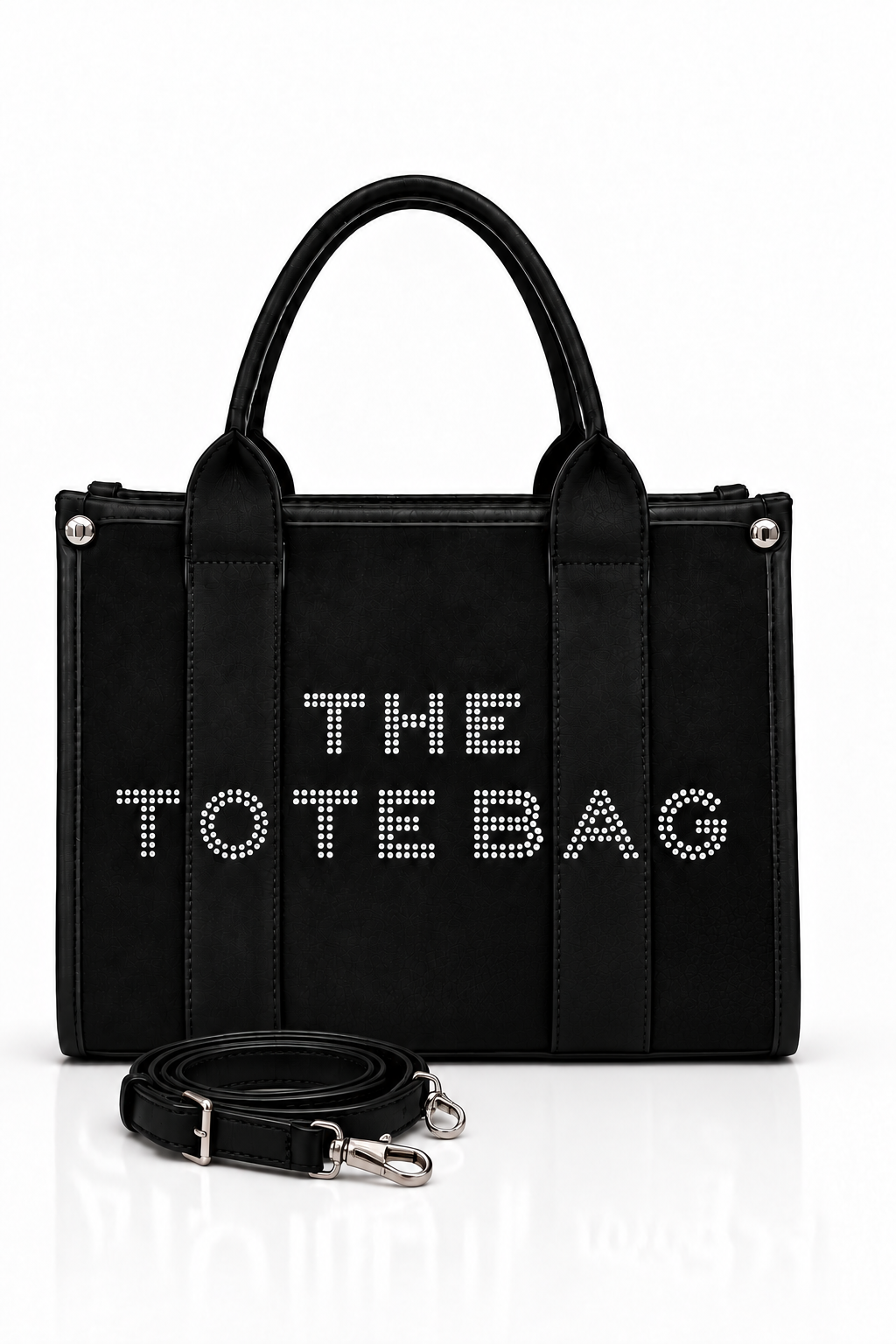 Lemonade Sparkly Canvas Medium Tote Bag Black